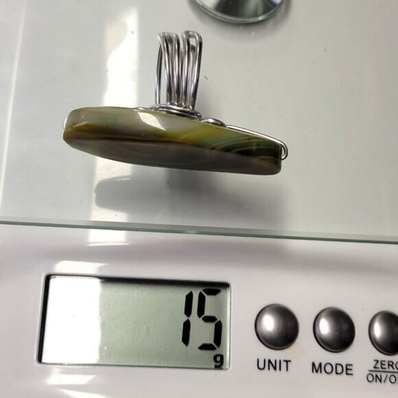 Yellow Green Agate Ring Adjustable Band Handmade Semi Precious Ring - Picture 9 of 9